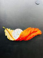 Premium Bird Feather Wall clock (Orange)- পাখির পালকের ঘড়ি - Image 4