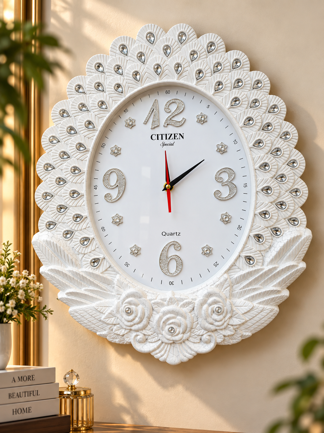 ChatGPT Image Sep 12, 2026, 07_53_30 AM (White) Marble Luxury Citizen Rose Wall Clock - Image 1