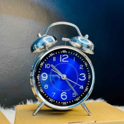 Metal Bedside Double Twin Bell Alarm Clock with Nigth Light